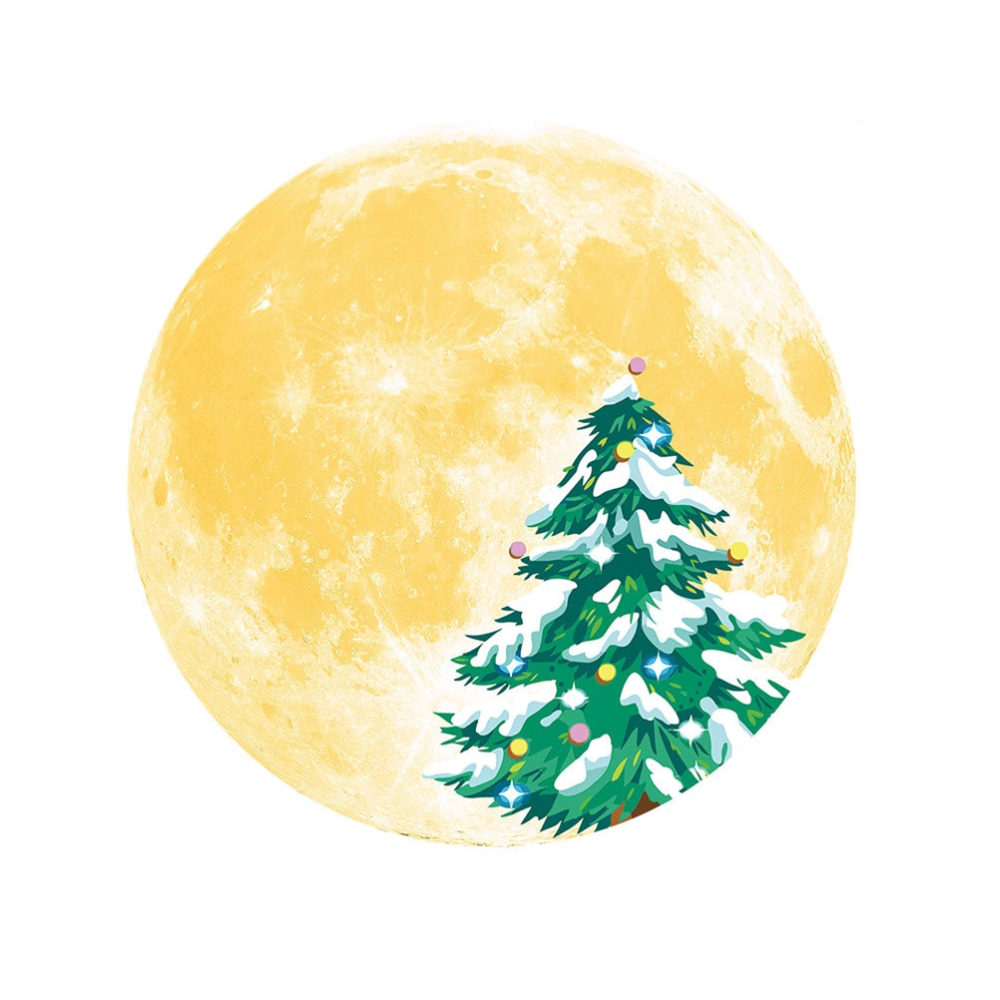 Christmas Moon Sticker with Snowman Christmas Tree Elk PVC Decorative Sticker