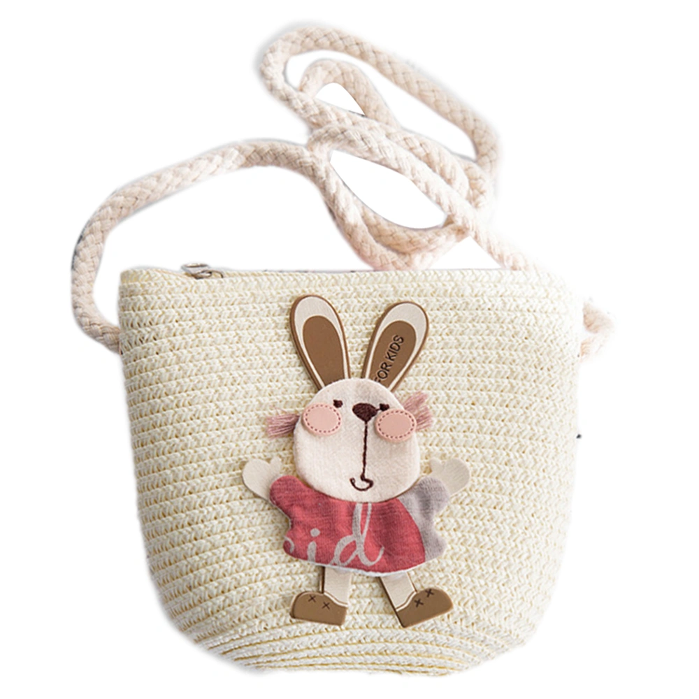 Kids Summer Cartoon Rabbit Straw Messenger Bags Mini Beach Bag Children Kid Croosbody Shoulder Bag