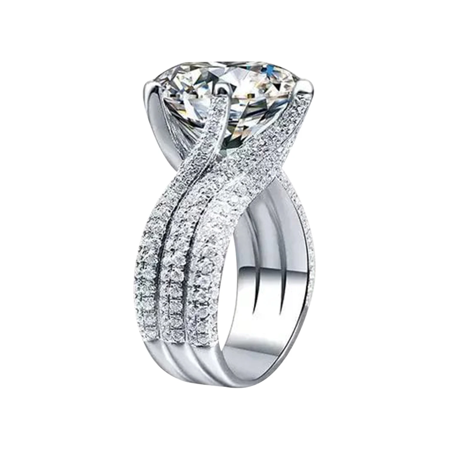 Ring US Size 8 Decoration Romantic Exquisite Glittering 3 Karat 925 Silver Ring for Wedding Dating