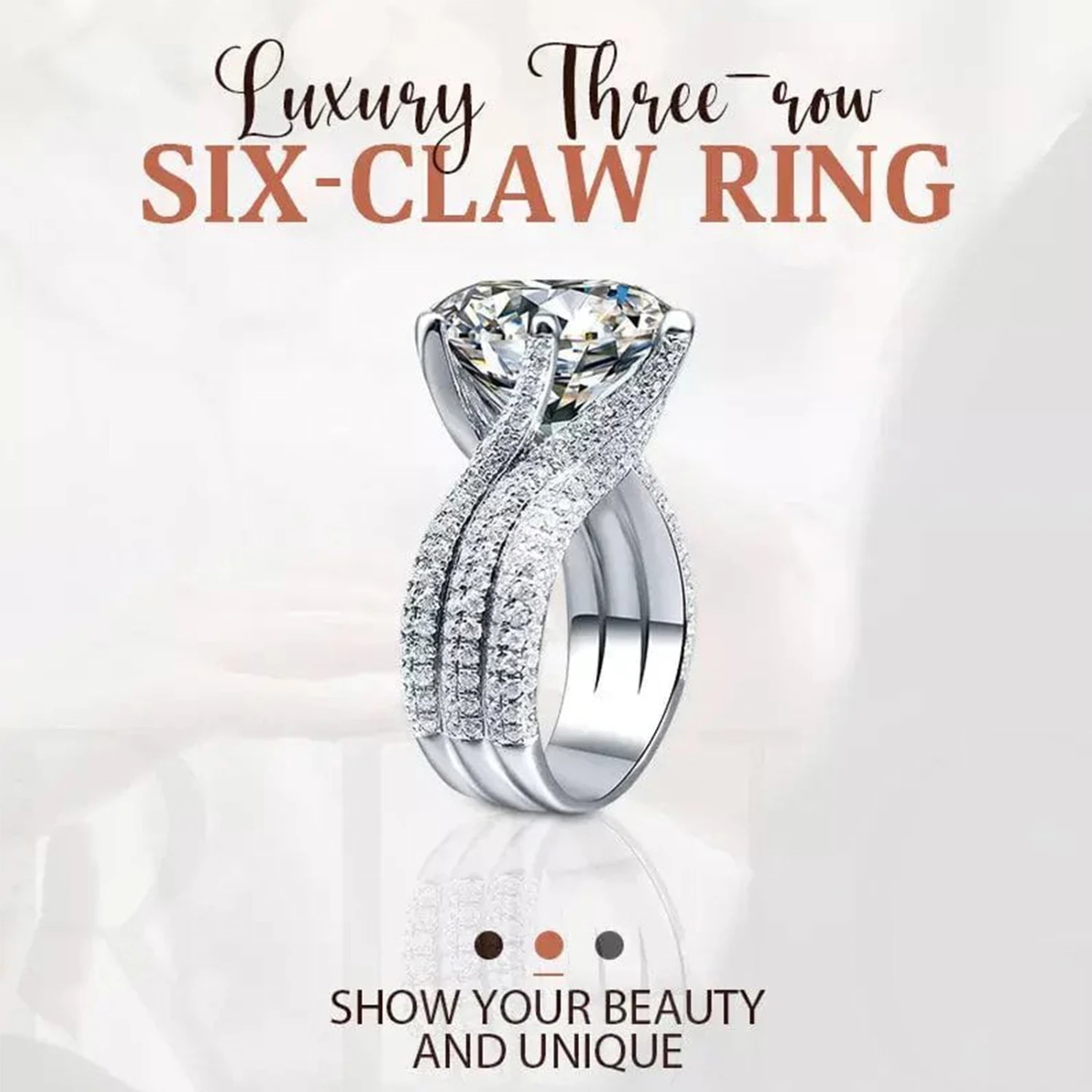 Ring US Size 8 Decoration Romantic Exquisite Glittering 3 Karat 925 Silver Ring for Wedding Dating