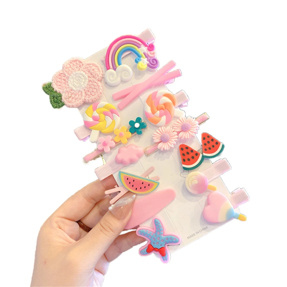 Hair Clips Set Cartoon Cute Princess Fashion Mix Colorful Pins Hair Accessories for Girls Baby 14pc Type E