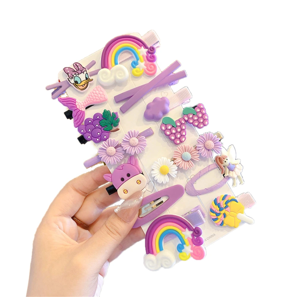 Hair Clips Set Cartoon Cute Princess Fashion Mix Colorful Pins Hair Accessories for Girls Baby 14pc Type A