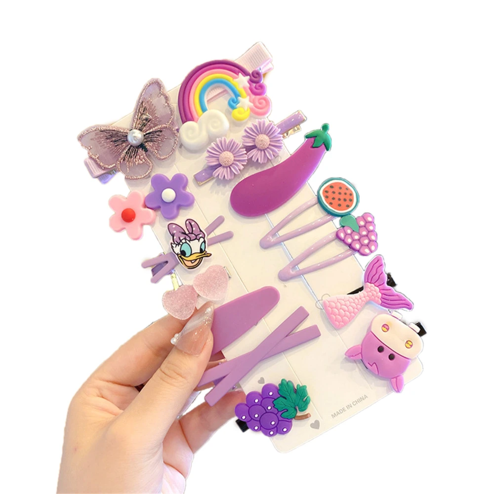 Hair Clips Set Cartoon Cute Princess Fashion Mix Colorful Pins Hair Accessories for Girls Baby Purple Eggplant