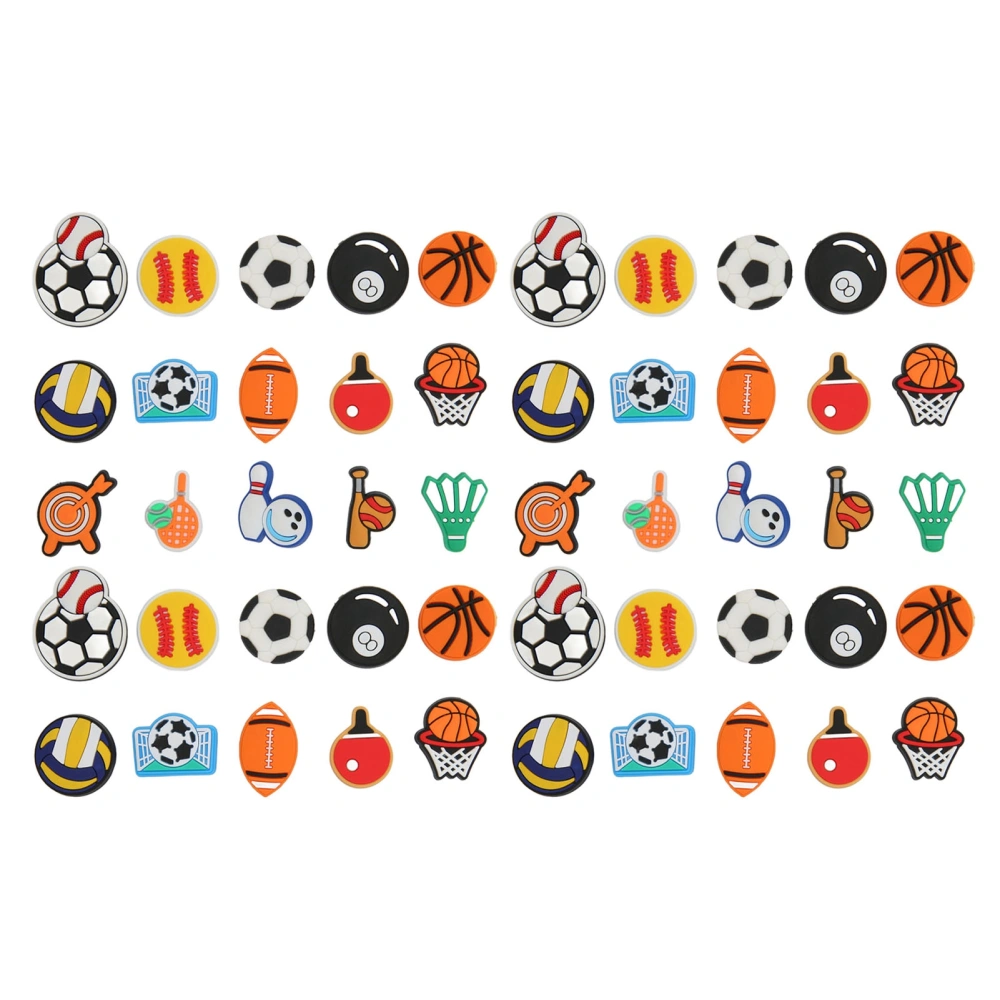 50pcs Sports Ball Theme Pattern Shoe Charm Funny Bright Color Cute Shoe Decoration for Children Adult