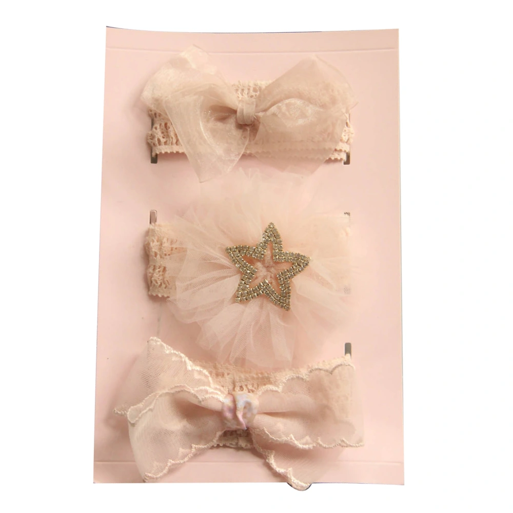 Bow Hair Tie for Infant Handcraft Exquisite Workmanship Lace Cute Hair Tie Girl Bow Hair Rope Pink Star 3914