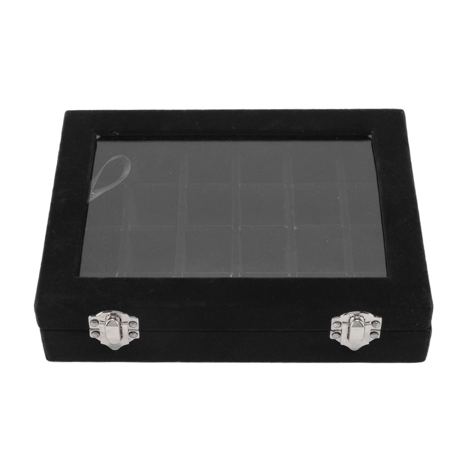 24 Grid Earring Storage Box Fashion Jewelry Display Tray with Transparent Lid for Stud Earrings Rings Black