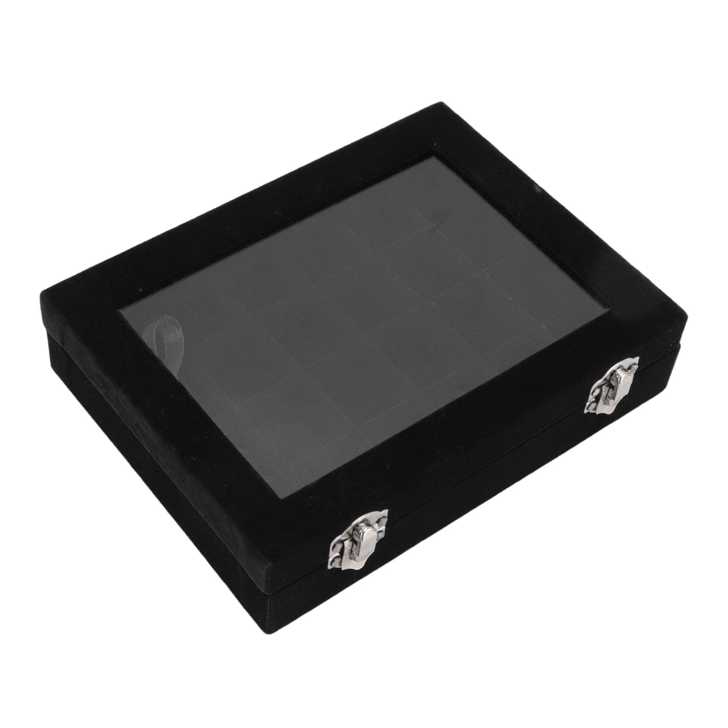 24 Grid Earring Storage Box Fashion Jewelry Display Tray with Transparent Lid for Stud Earrings Rings Black