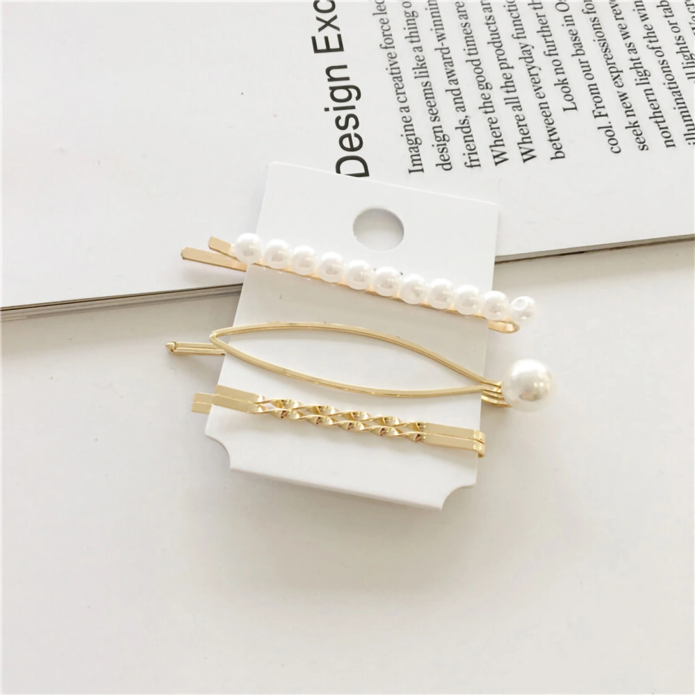 4 Piece Set Pearl Hair Clip Alloy Bangs Styling Hairpin Hair Accessories for Women Girls