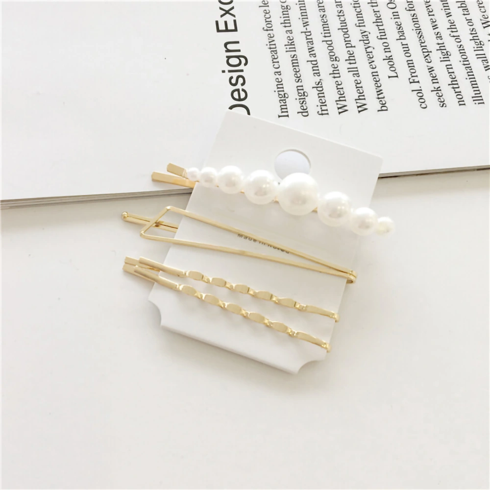 4 Piece Set Pearl Hair Clip Alloy Bangs Styling Hairpin Hair Accessories for Women Girls