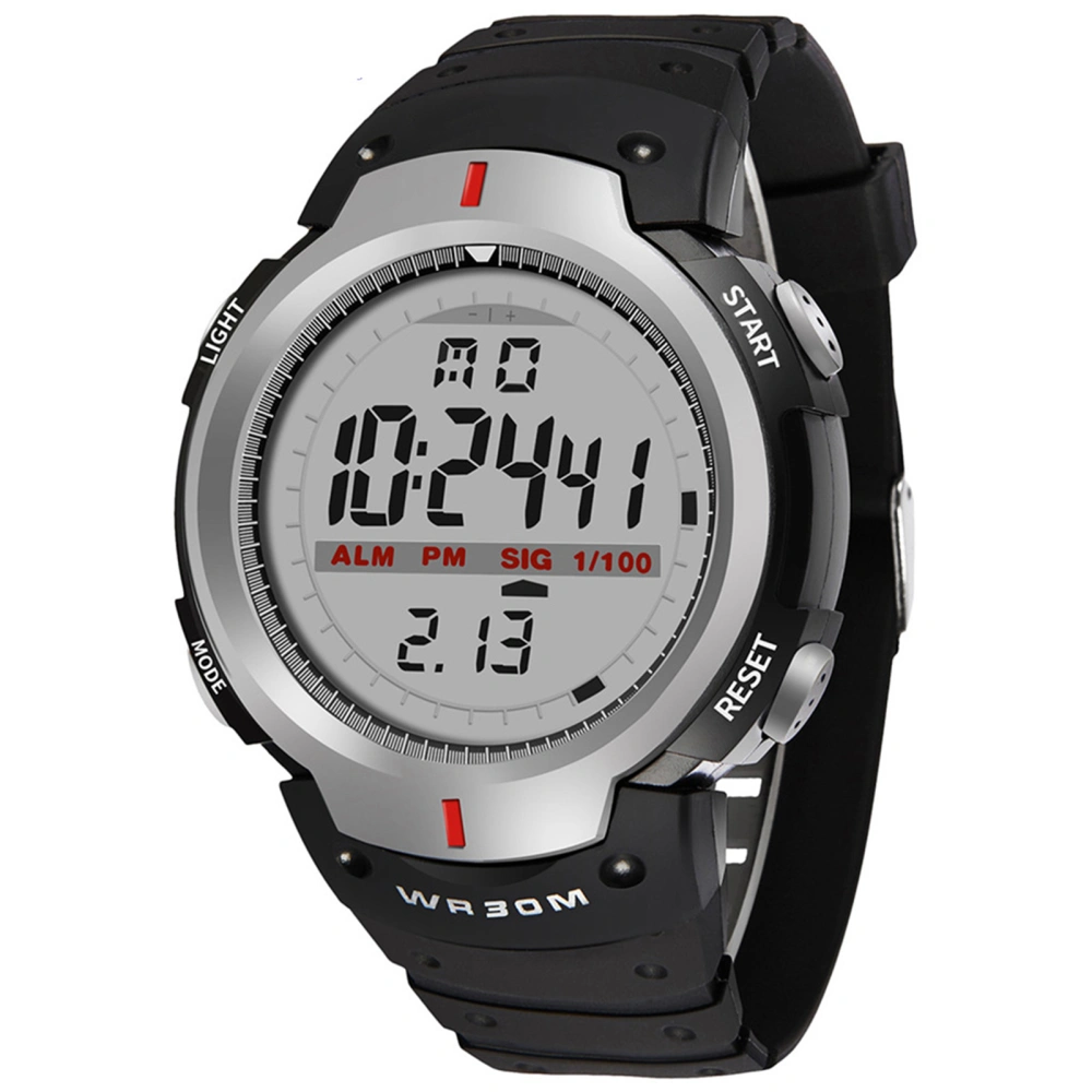 Digital Sports Watch Water Resistant Sunproof Multifunction Men Wristwatch for Outdoor Climbing Grey