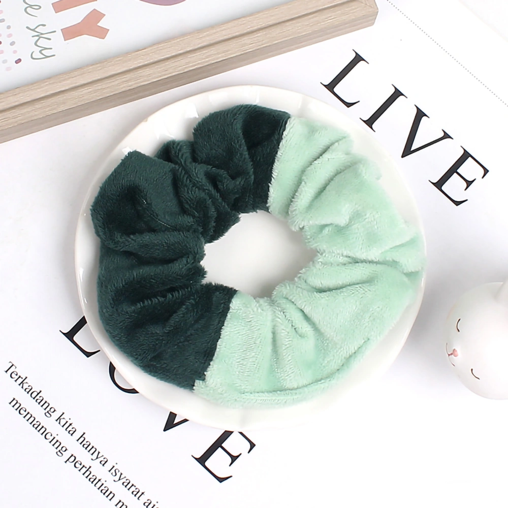 Hair Scrunchie Contrast Color Design Cute Style Vivid Colors Durable Fabric Hair Band for Ponytail Pigtail Hairstyle Dual Green