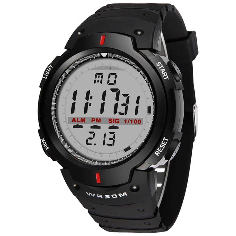 Digital Sports Watch Water Resistant Sunproof Multifunction Men Wristwatch for Outdoor Climbing Black