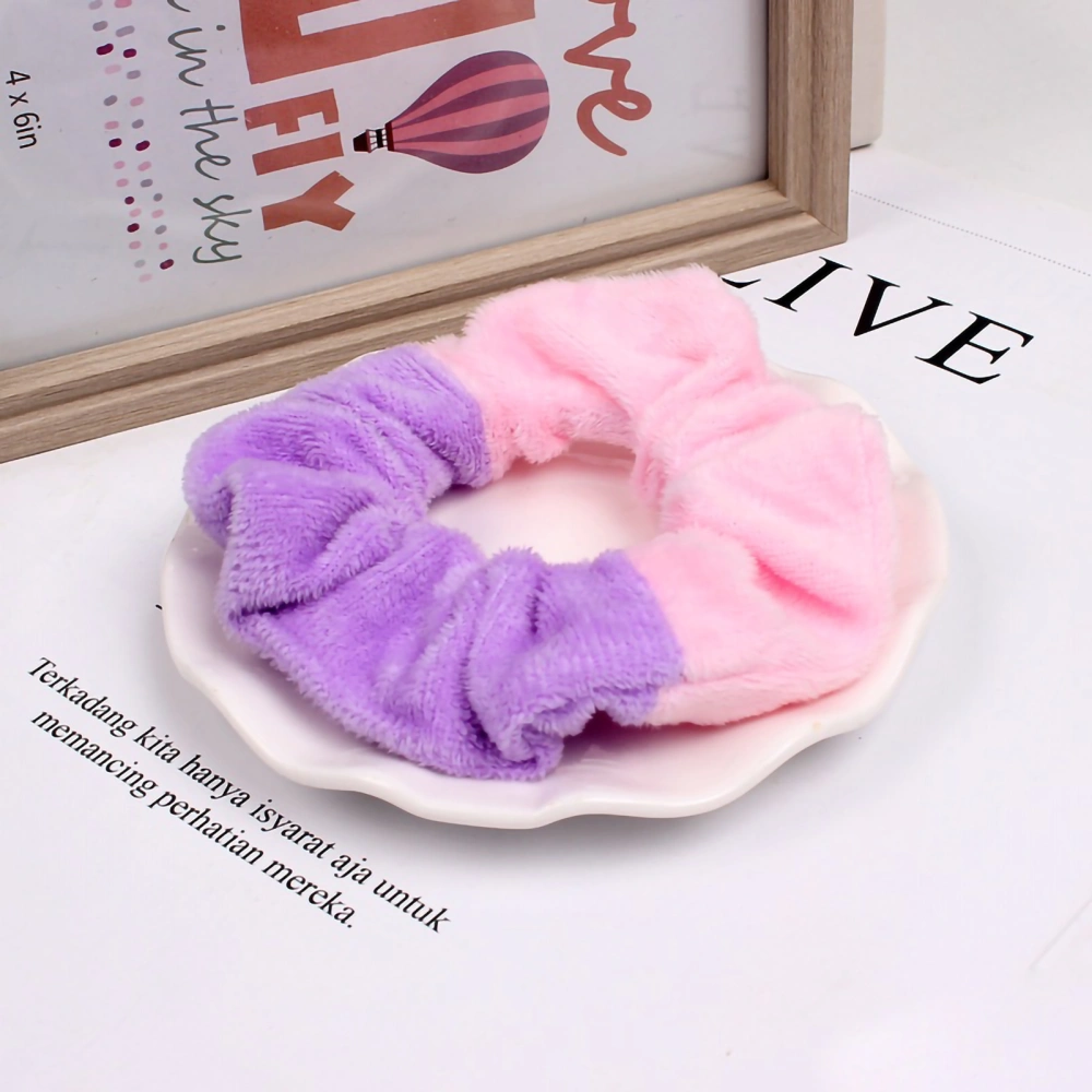 Hair Scrunchie Contrast Color Design Cute Style Vivid Colors Durable Fabric Hair Band for Ponytail Pigtail Hairstyle Pink Purple