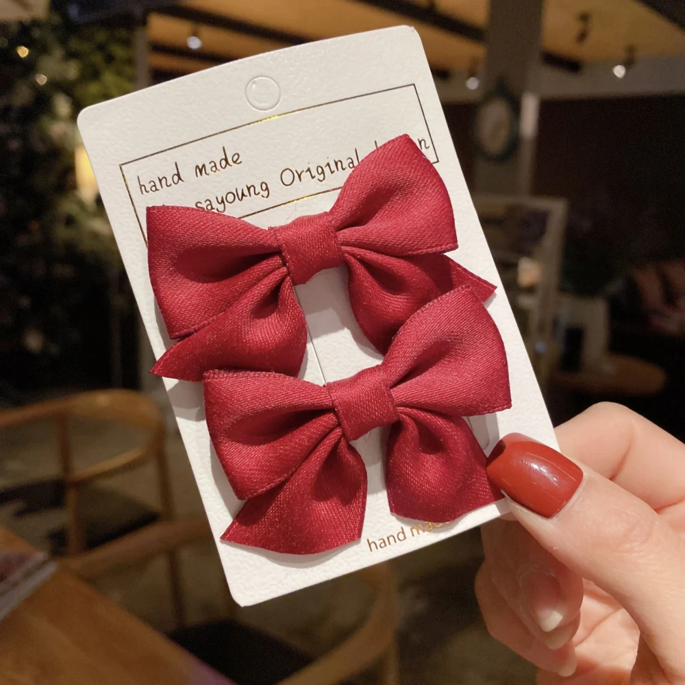 Bow Hair Clip Portable Small Cute Beautiful Bow Hairpin Headgear Decoration for Kids Girls Ladies Wine Red