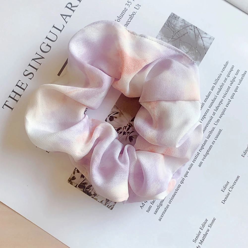 Hair Scrunchies Glossy Cloth Soft Lightweight Comfortable Elastic Hair Tie for Parties Daily Wear Tie Dye Purple