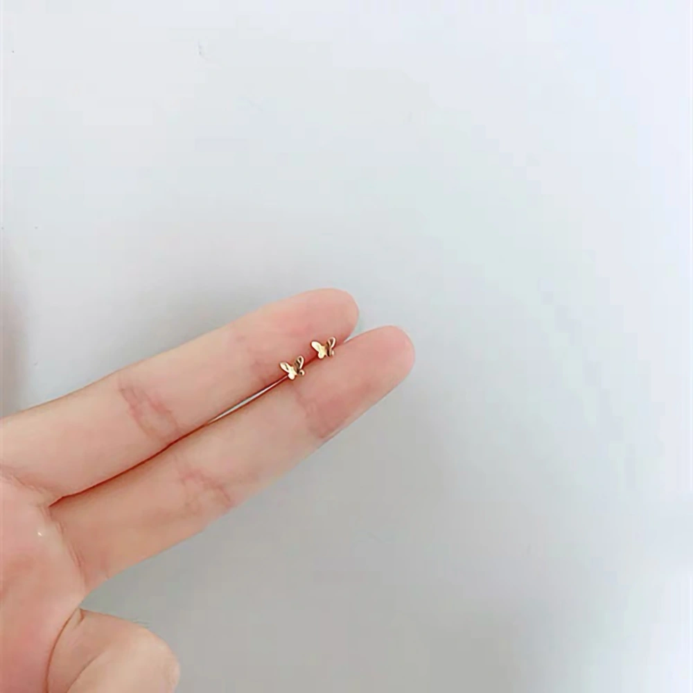 Stud Earrings Small Exquisite Fashionable Summer Simple Ins Style Earrings for Women Butterfly Gold