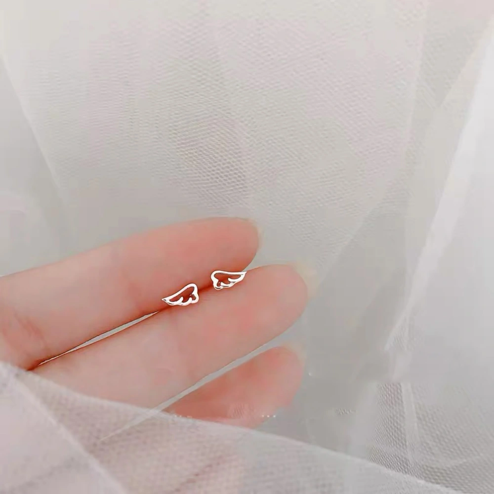 Stud Earrings Small Exquisite Fashionable Summer Simple Ins Style Earrings for Women Wing Silver