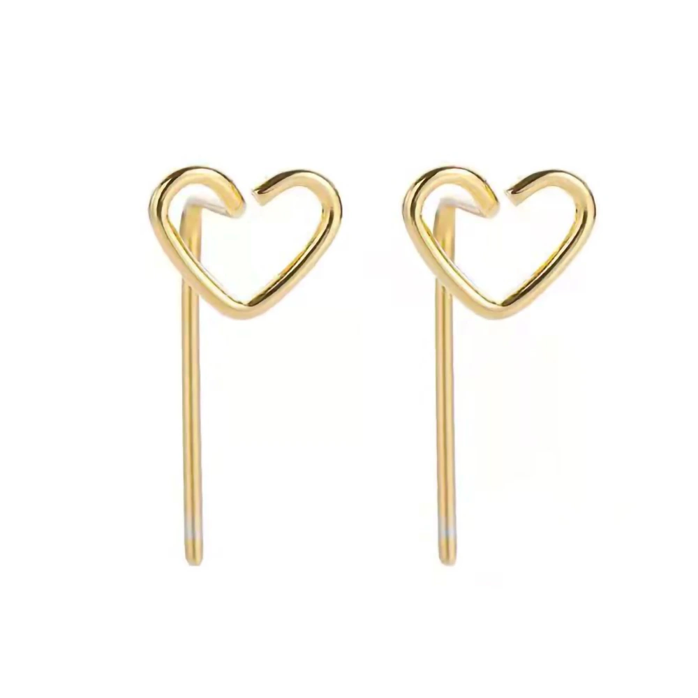 Heart Shaped Stud Earrings Shiny Stylish Exquisite Design Alloy Fashionable Stud Earrings for Daily Use Party Gold