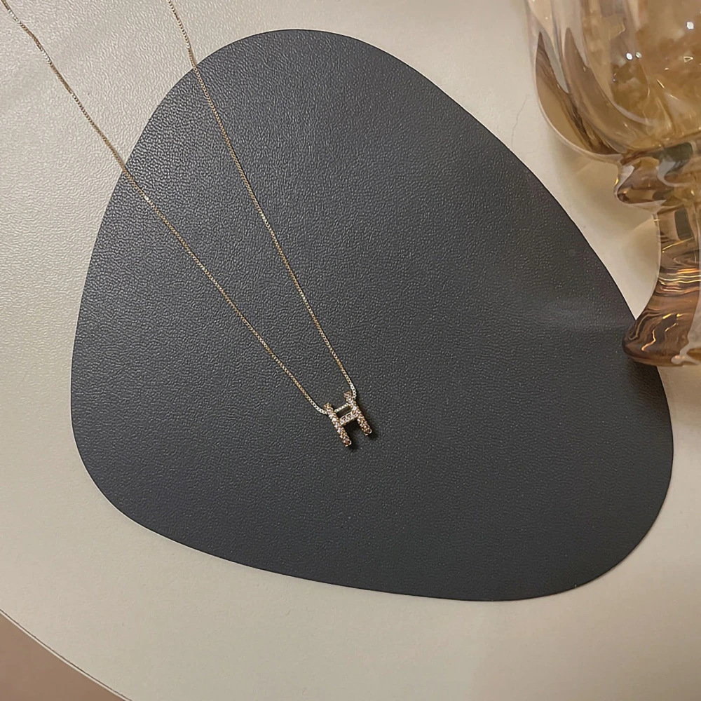 Geometric Pendant Necklace Adjustable Length Exquisite Beautiful Shiny H Shape Design Pendant Choker Necklace Silver