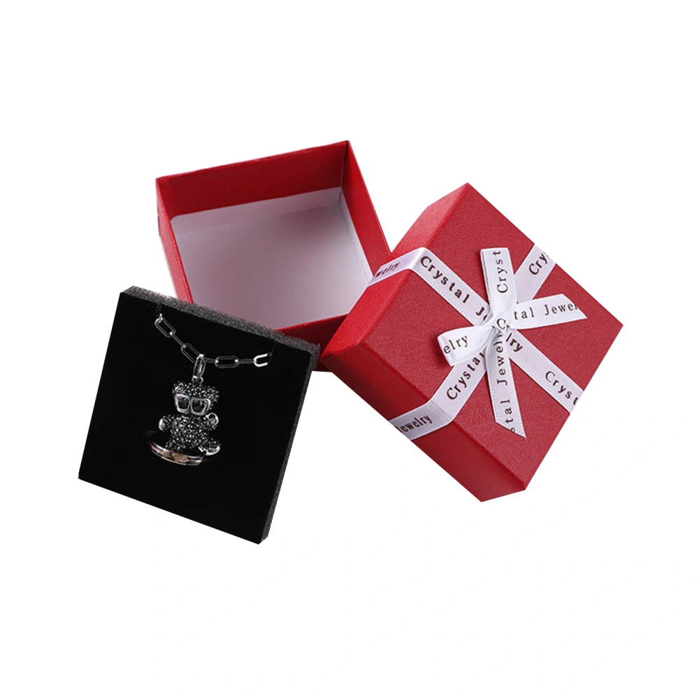 Bow Tie Gift Boxes Multipurpose English Letters Bow Tie Small Jewelry Boxes with Lid for Necklaces Earrings Rings Red/Letter Bow 7.5x7.5x3.5cm / 3.0x3.0x1.4in (Include Foam)