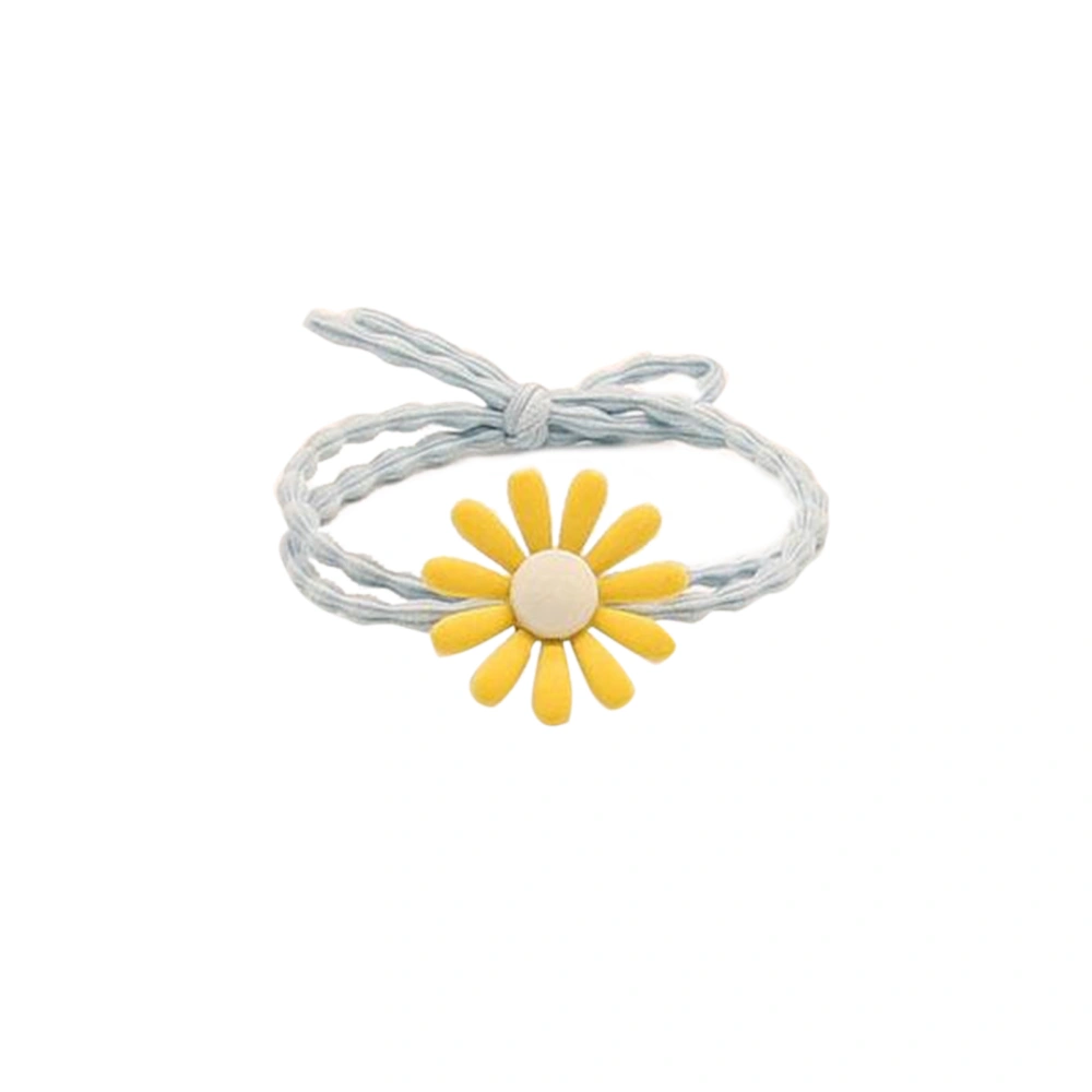 5Pcs Hair Ties Little Daisy Korean Style Cute Ponytail Hair Holders Flower Soft Rubber Bands for Kids Girls WomenYellow