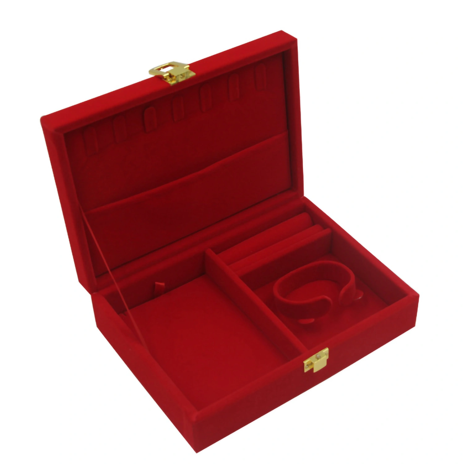Jewelry Box Independent Storage Red Velvet Travel Jewelry Case Gift Boxes Scratch Resistant Red Jewelry Box for Wedding01