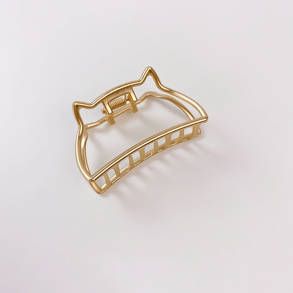 Metal Hair Claw Clips Half Bun Hairpin Matt Gold Nonslip Headwear for Women Thick Thin Long HairMedium Size Cat Style