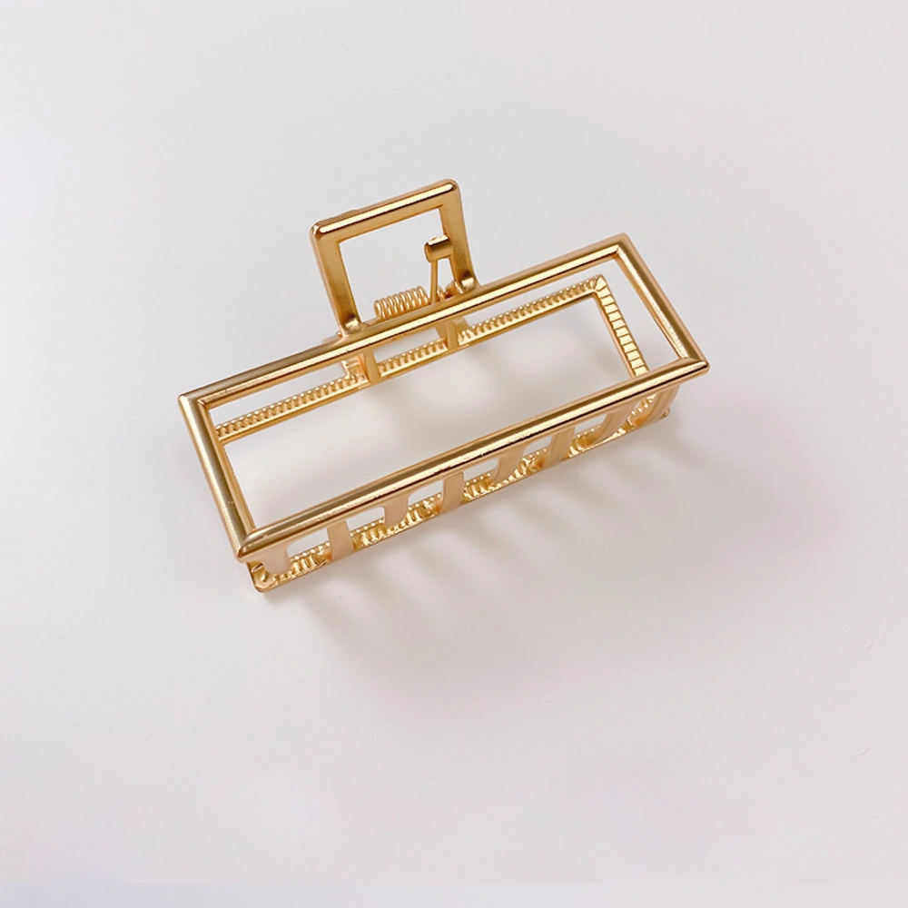 Metal Hair Claw Clips Half Bun Hairpin Matt Gold Nonslip Headwear for Women Thick Thin Long HairMedium Size Rectangular