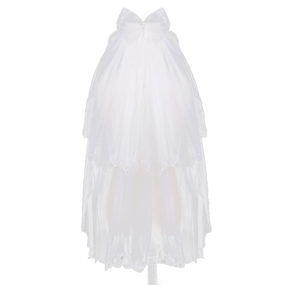 Double Layer Tulle Bridal Wedding Veil Breathable High Flexibility for Girls WomenWhite