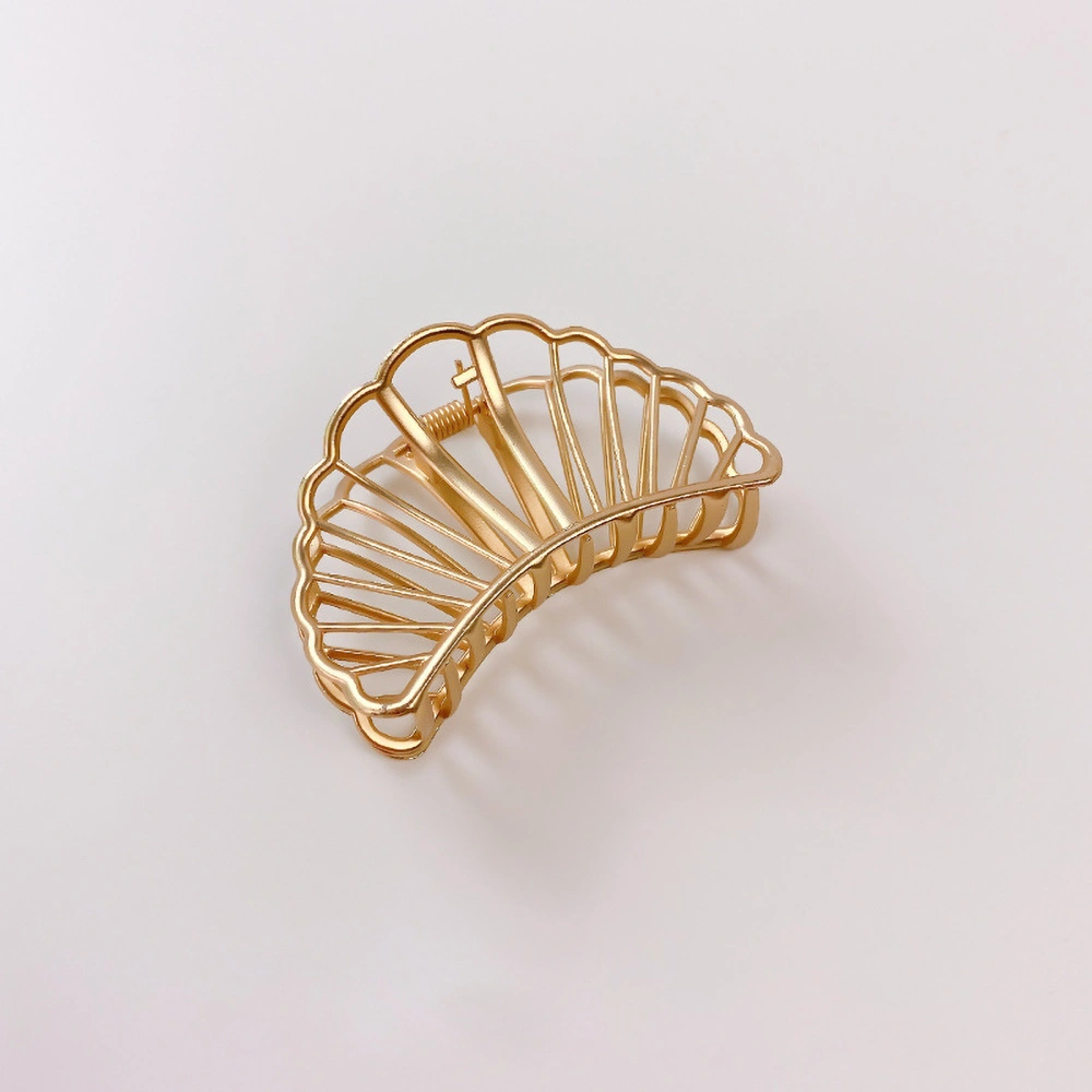 Metal Hair Claw Clips Half Bun Hairpin Matt Gold Nonslip Headwear for Women Thick Thin Long HairMedium Size Fan Shaped