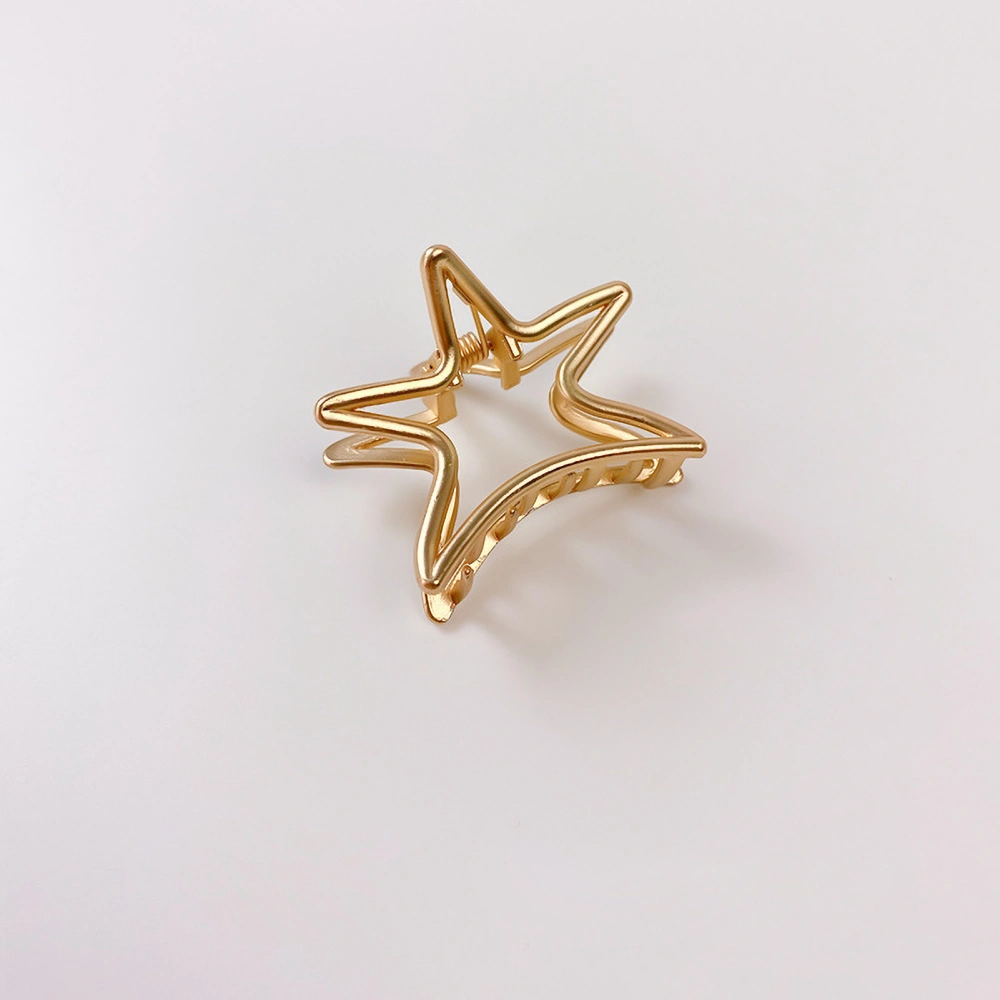 Metal Hair Claw Clips Half Bun Hairpin Matt Gold Nonslip Headwear for Women Thick Thin Long HairSmall Size Star Style