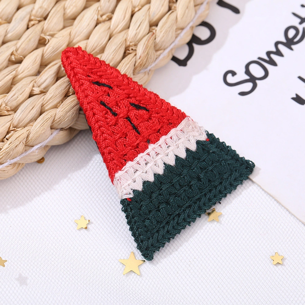 Knitting Hair Clip Cute Barrette Anti Drop Portable Bright Color for Christmas New Year GiftsWatermelon Pattern