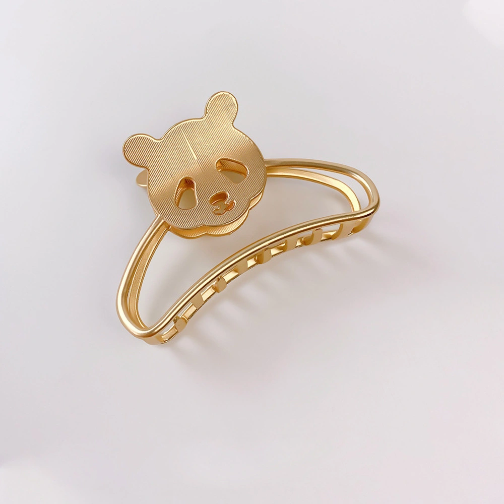 Metal Hair Claw Clips Half Bun Hairpin Matt Gold Nonslip Headwear for Women Thick Thin Long HairMedium Size Panda Style