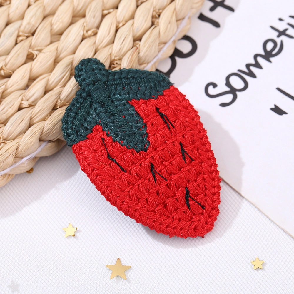 Knitting Hair Clip Cute Barrette Anti Drop Portable Bright Color for Christmas New Year GiftsStrawberry Pattern