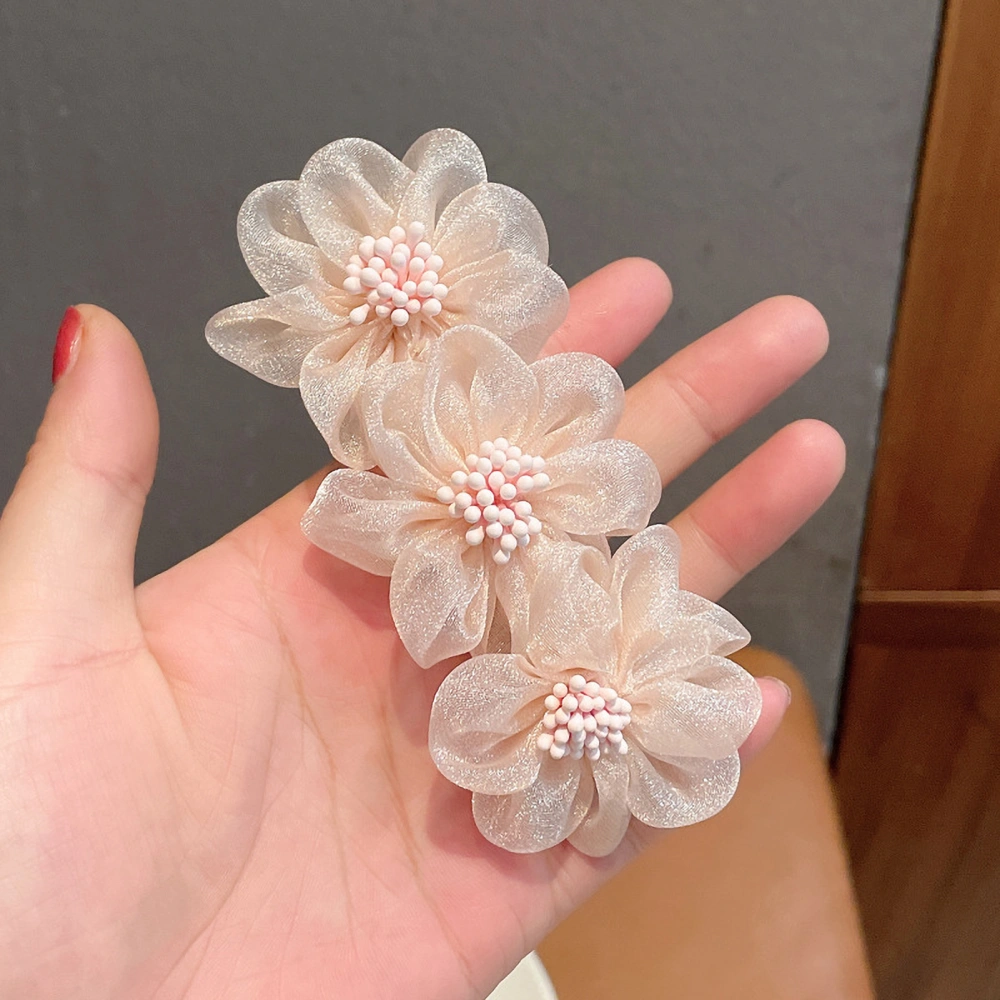 Hair Barrette Camellia Shaped Elegant Handicraft Spring Hair Accessories for GirlsPink