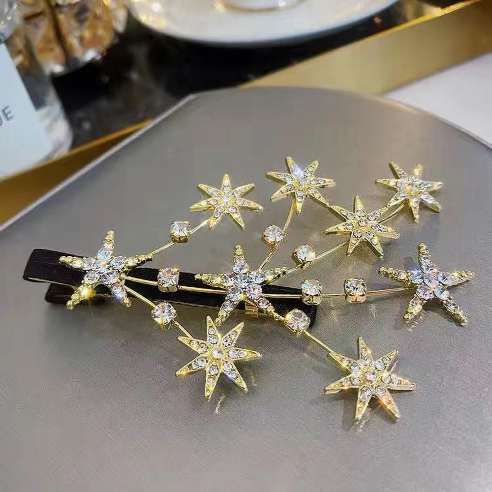 Girls Rhinestone Hair Clip Women Glitter Star Shaped Decor Barrette Hair AccessoriesGold