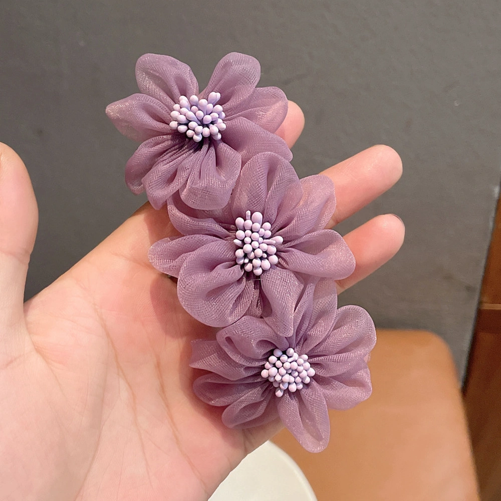 Hair Barrette Camellia Shaped Elegant Handicraft Spring Hair Accessories for GirlsPurple