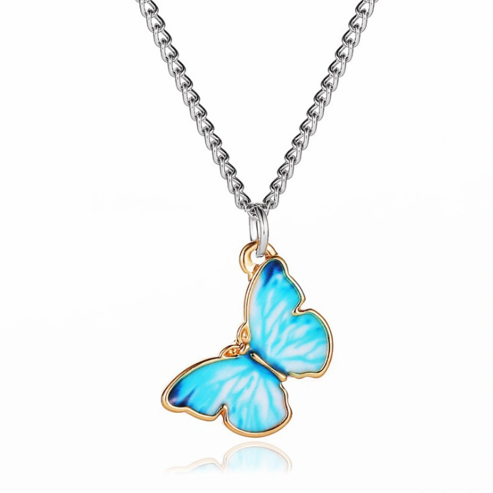 Butterfly Jewellery Unique Portable Charming Elegance Alloy Necklace Bracelet for Girls WomenLight Blue Necklace