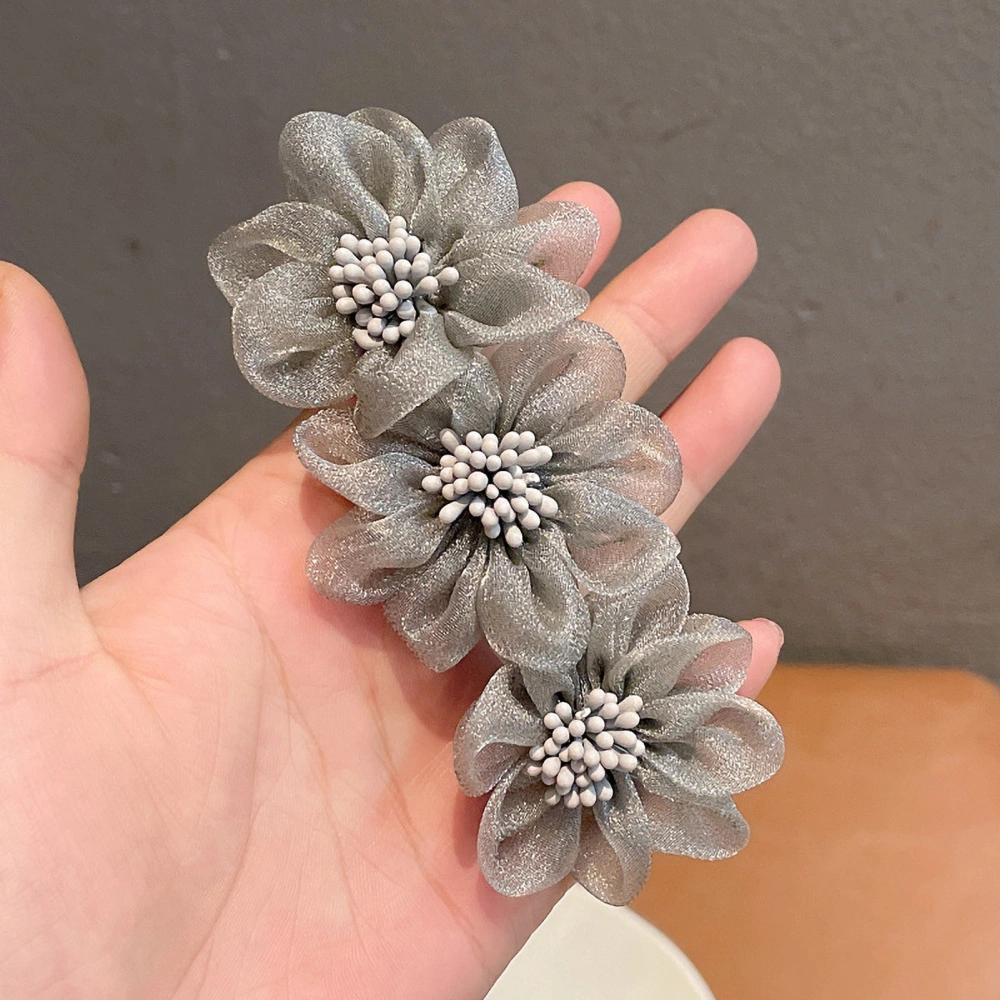 Hair Barrette Camellia Shaped Elegant Handicraft Spring Hair Accessories for GirlsGray