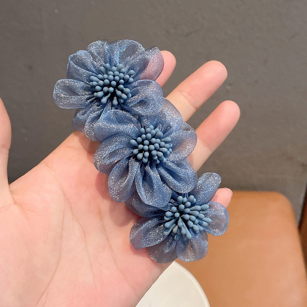 Hair Barrette Camellia Shaped Elegant Handicraft Spring Hair Accessories for GirlsPurplish Blue