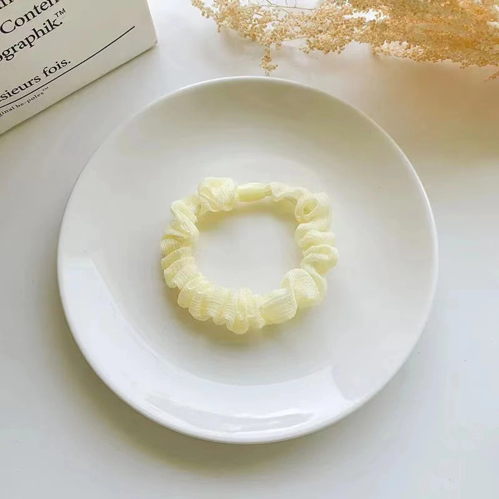 Elastic Hair Scrunchy Chiffon Simple Soft Small Intestine Cute for Daily Use Working SchoolYellow