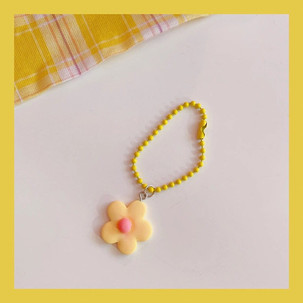 Cute Color Flower Pendant Portable Plastic Decorative Hanging Chain for Keychain Coin PurseYellow