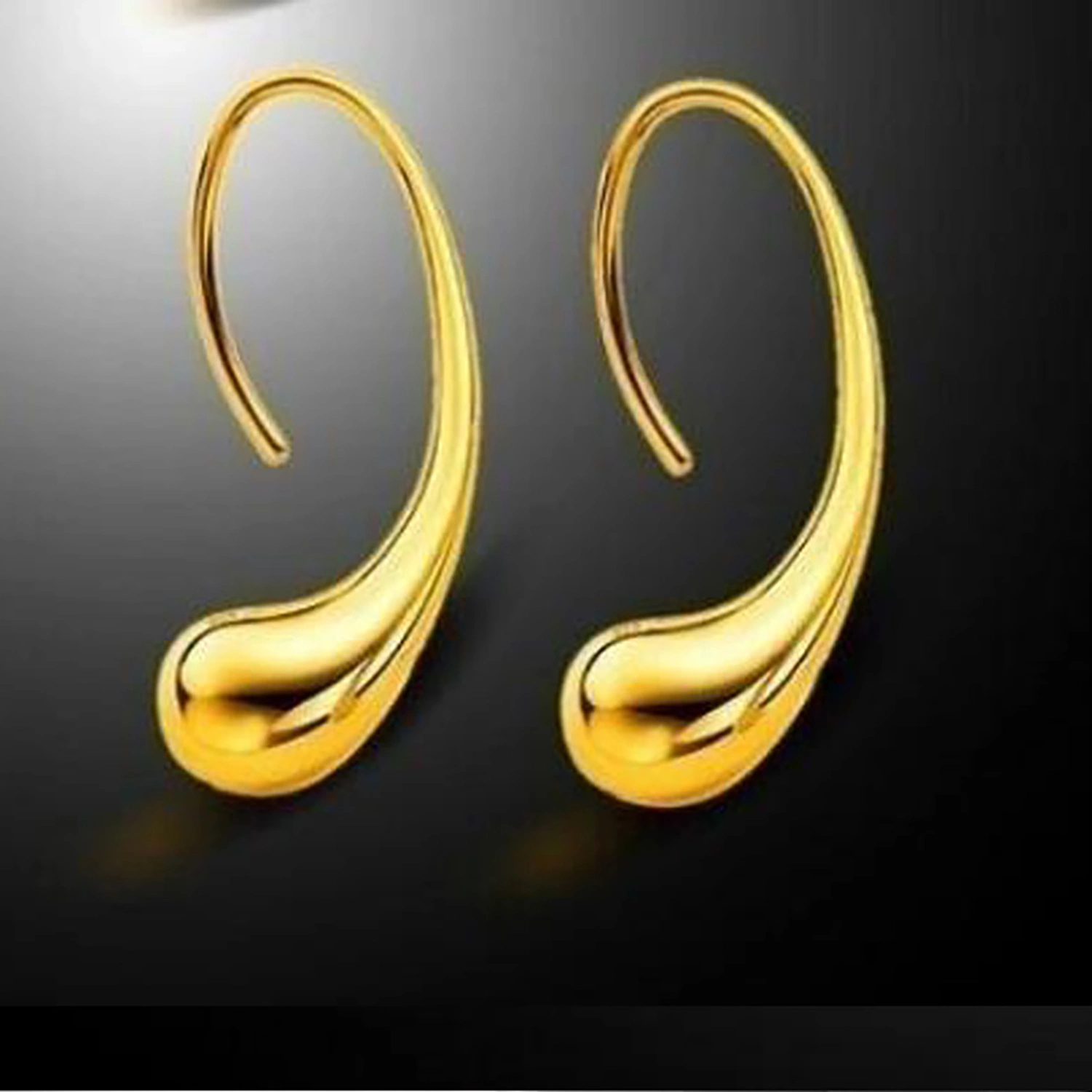 Water Drop Earrings Water Drop Design 360 Degrees Polishing Durable Alloy Exquisite Color Glossy Teardrop EarringsGold