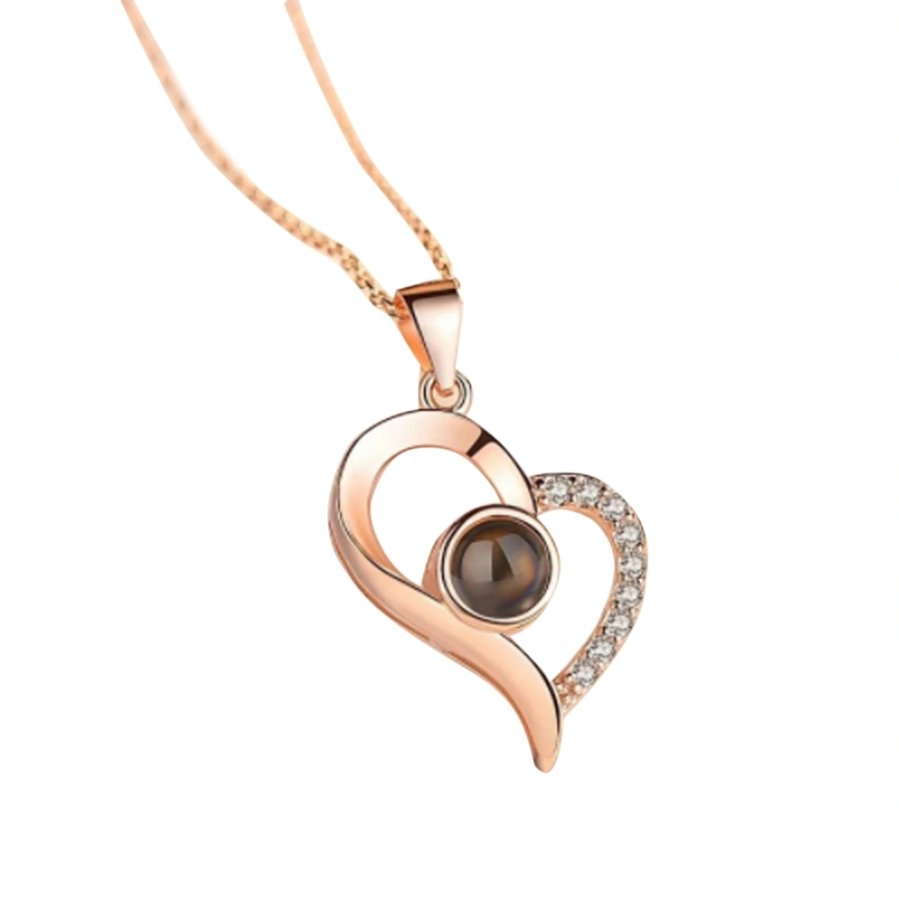 Heart Pendant Necklace Fashion Rose Gold Heart Necklace for Valentines Day and Birthday Gifts