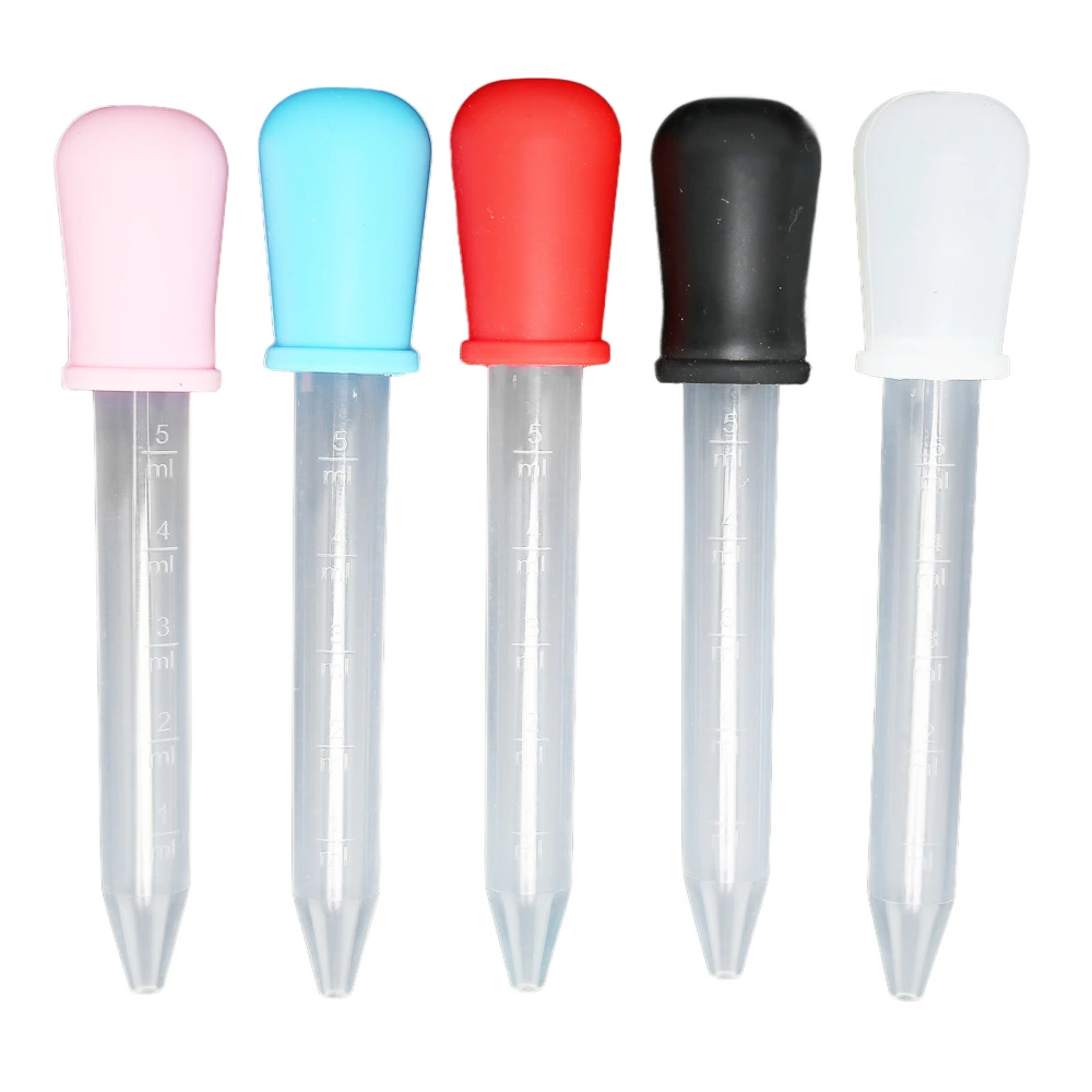 5pcs Liquid Transfer Pipettes Silicone Clear Scale Washable Transparent Calibrated Dropper 5ml