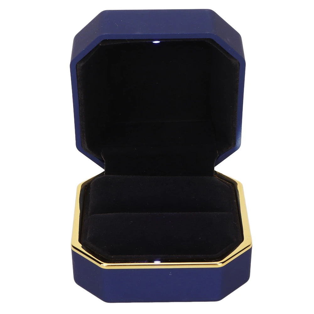 LED Light Ring Box Jewelry Display Gift Box Jewelry Storage Case for Engagement WeddingBlue