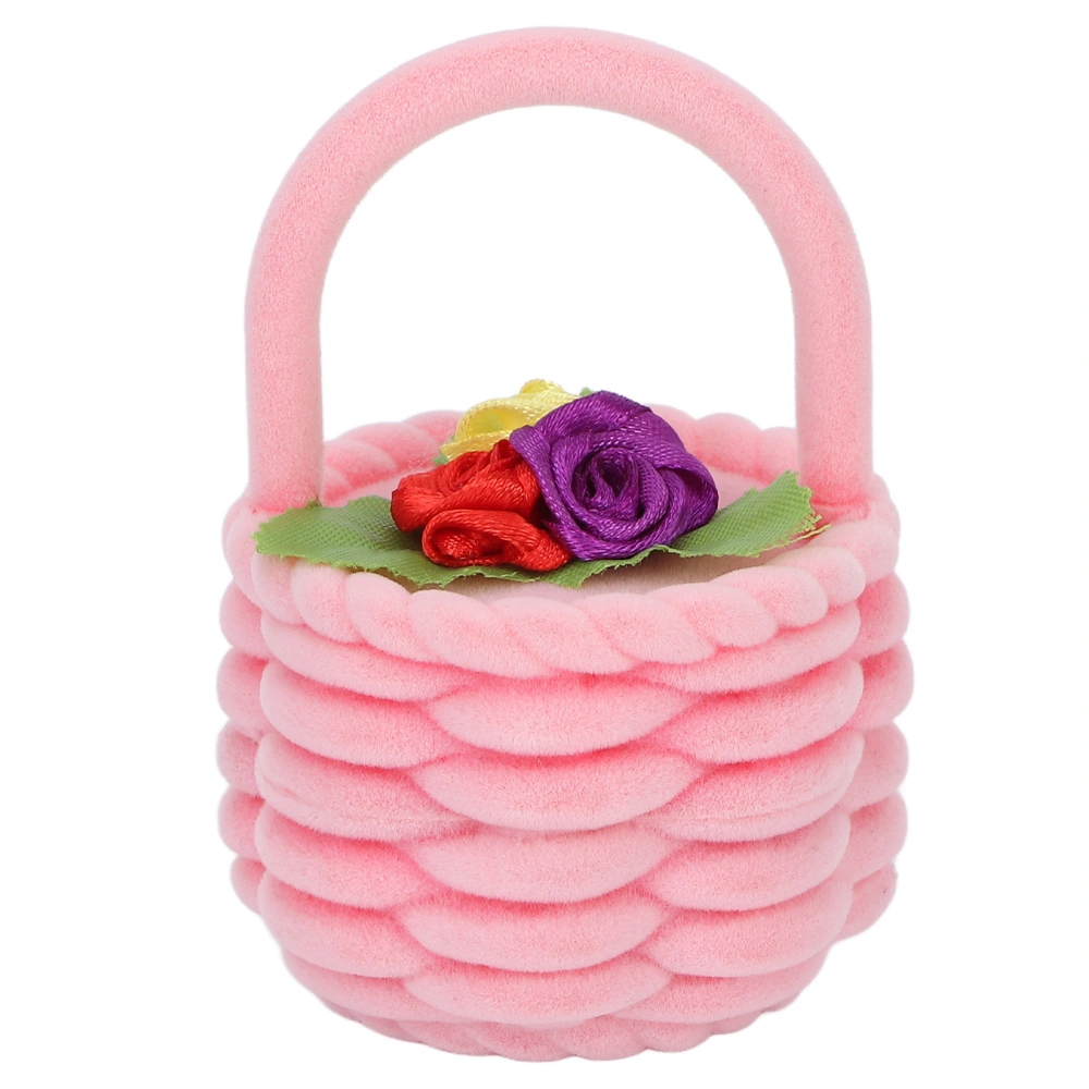 Pink Lovely Jewelry Box Portable Travel Jewelry Organizer Flower Basket Shaped Ring Box for Gift