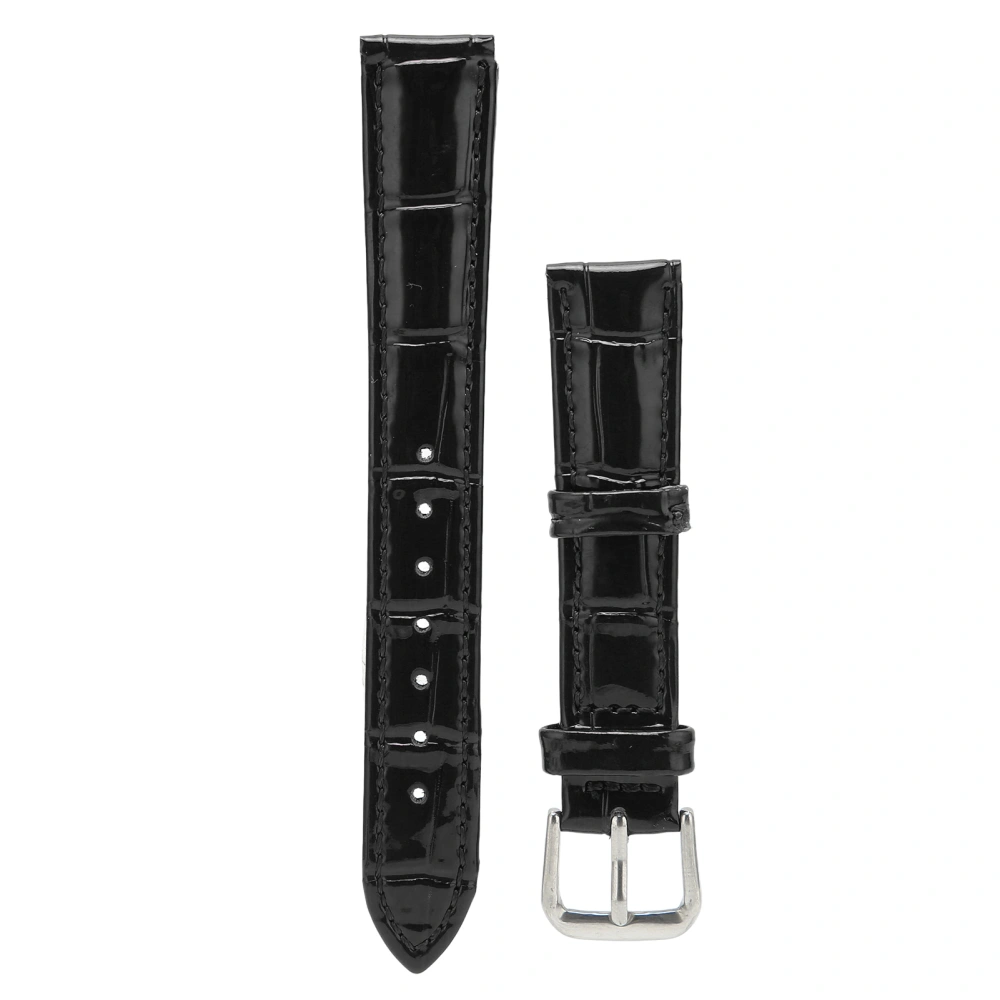 Pin Buckle Watch Band PU Leather Universal Replacement Watch Strap Watch Replacement PartsBlack