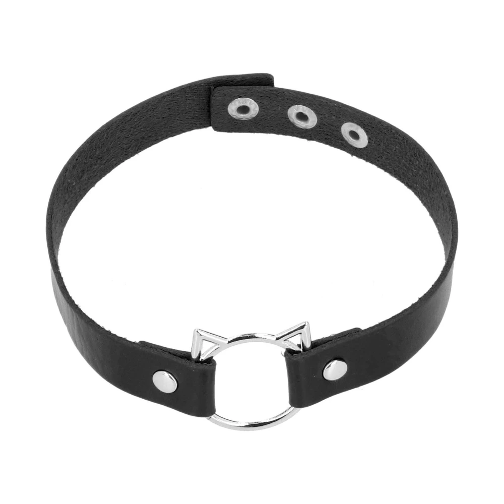 Adjustable PU Leather Choker Punk Gothic Choker Halloween Costume Accessory for Women GirlsBlack