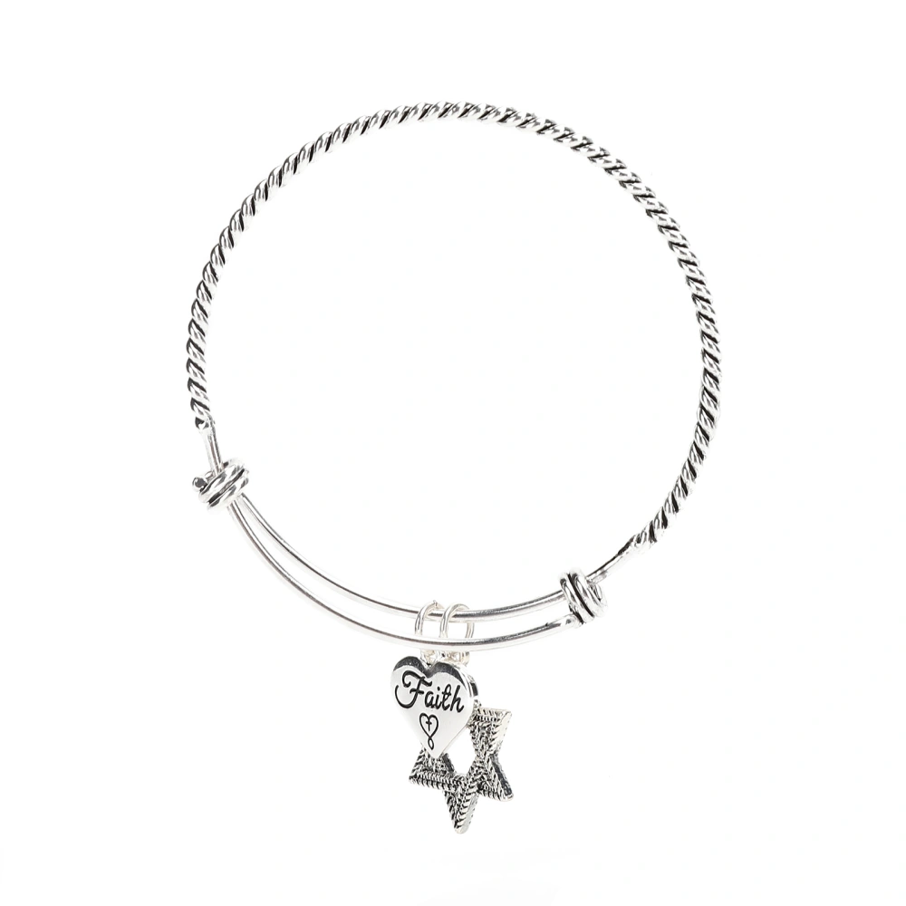 Bangle Bracelets Decoration Alloy Charm Bracelets Jewelry with Star Heart Shape Pendant